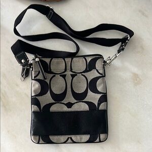 Coach Signature Black and Gray Shoulder Bag